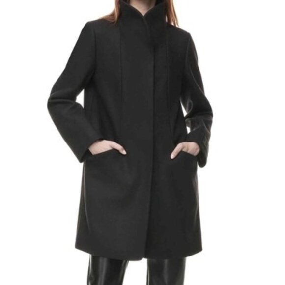 Aritzia Wilfred NWOT Cocoon Coat Wool Cashmere Mid Length Black Size XS PERFECT - Picture 1 of 14